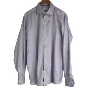 Eton Dress Shirt Men 18 Contemporary Fit Purple Lavender Spread‎ Collar Solid